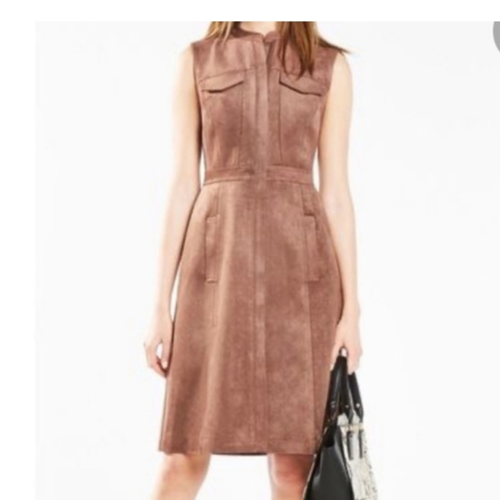 BCBG Alexandria Toffee Faux Suede Midi Dress